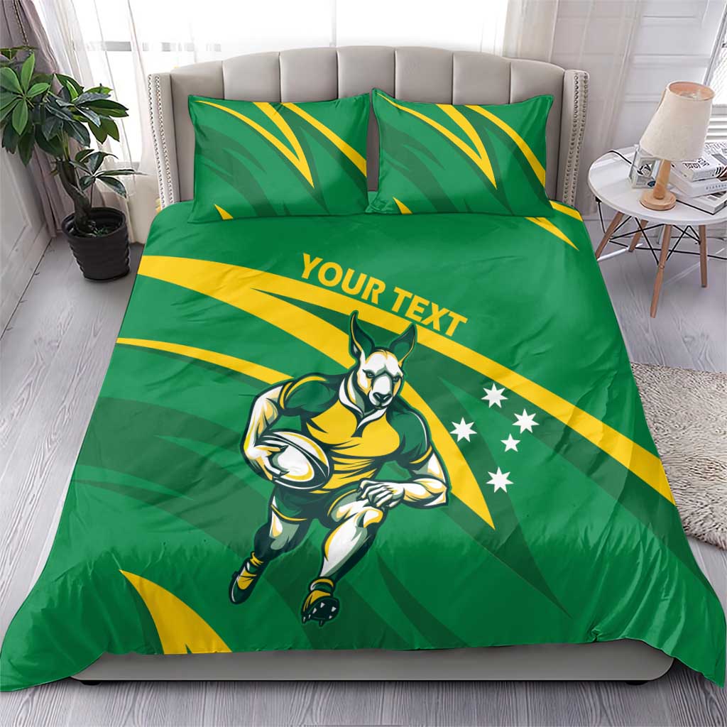 Personalized Australia Rugby Champion Bedding Set Wallabies Mascot with Sporty Style