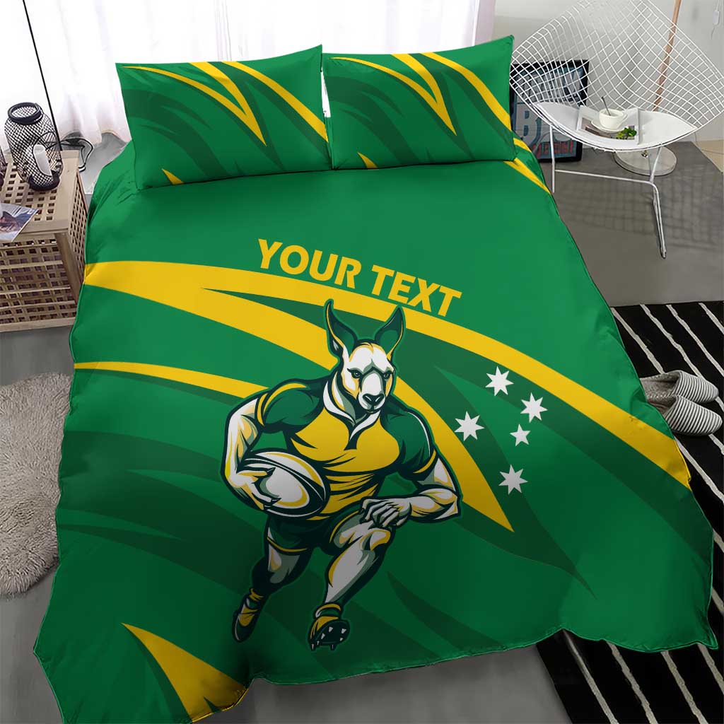 Personalized Australia Rugby Champion Bedding Set Wallabies Mascot with Sporty Style
