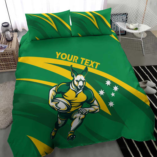 Personalized Australia Rugby Champion Bedding Set Wallabies Mascot with Sporty Style
