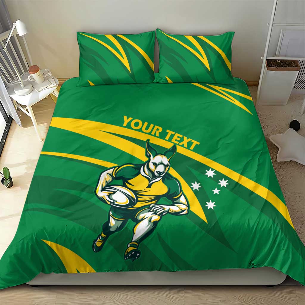 Personalized Australia Rugby Champion Bedding Set Wallabies Mascot with Sporty Style