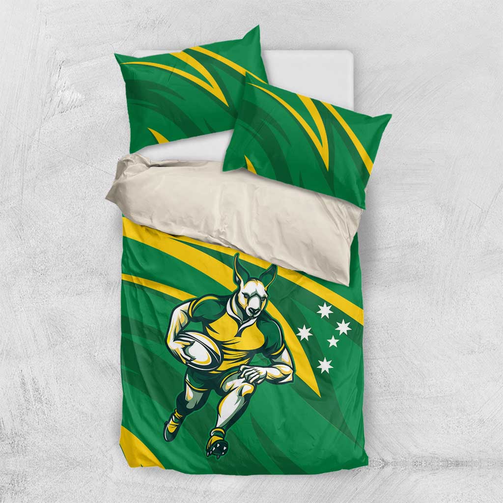 Personalized Australia Rugby Champion Bedding Set Wallabies Mascot with Sporty Style