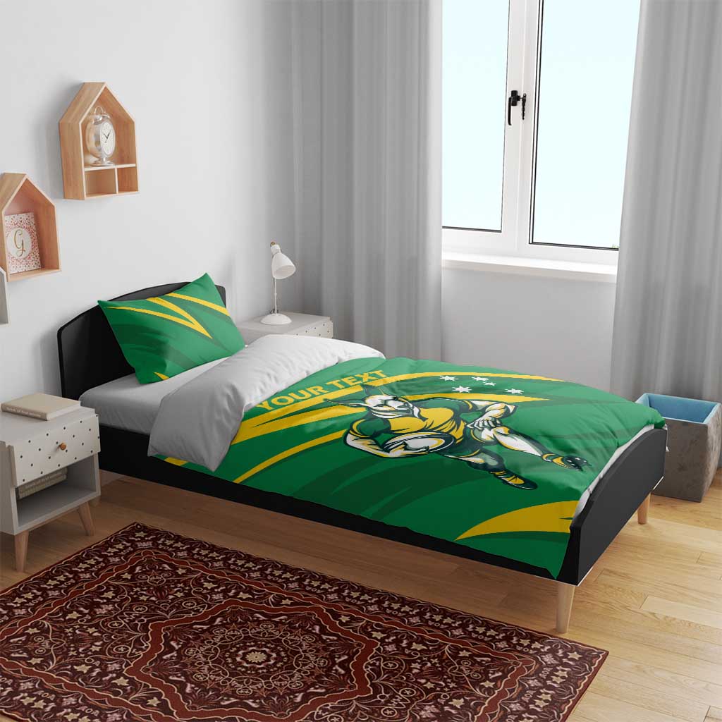 Personalized Australia Rugby Champion Bedding Set Wallabies Mascot with Sporty Style