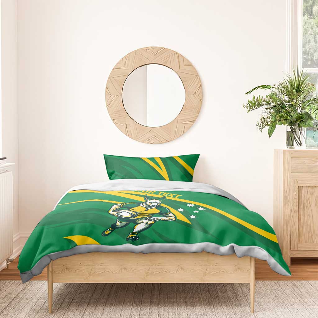 Personalized Australia Rugby Champion Bedding Set Wallabies Mascot with Sporty Style