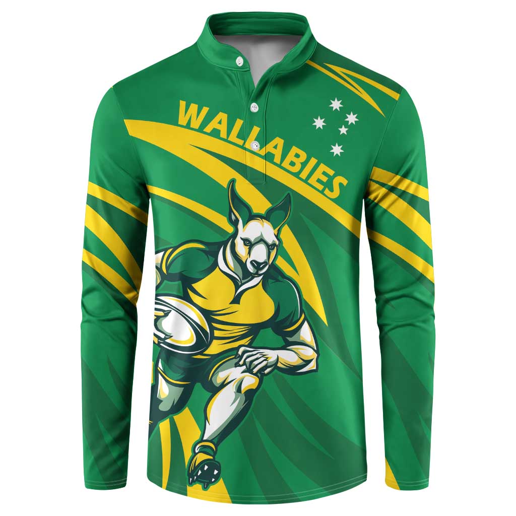 Personalized Australia Rugby Champion Button Sweatshirt Wallabies Mascot with Sporty Style