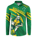 Personalized Australia Rugby Champion Button Sweatshirt Wallabies Mascot with Sporty Style