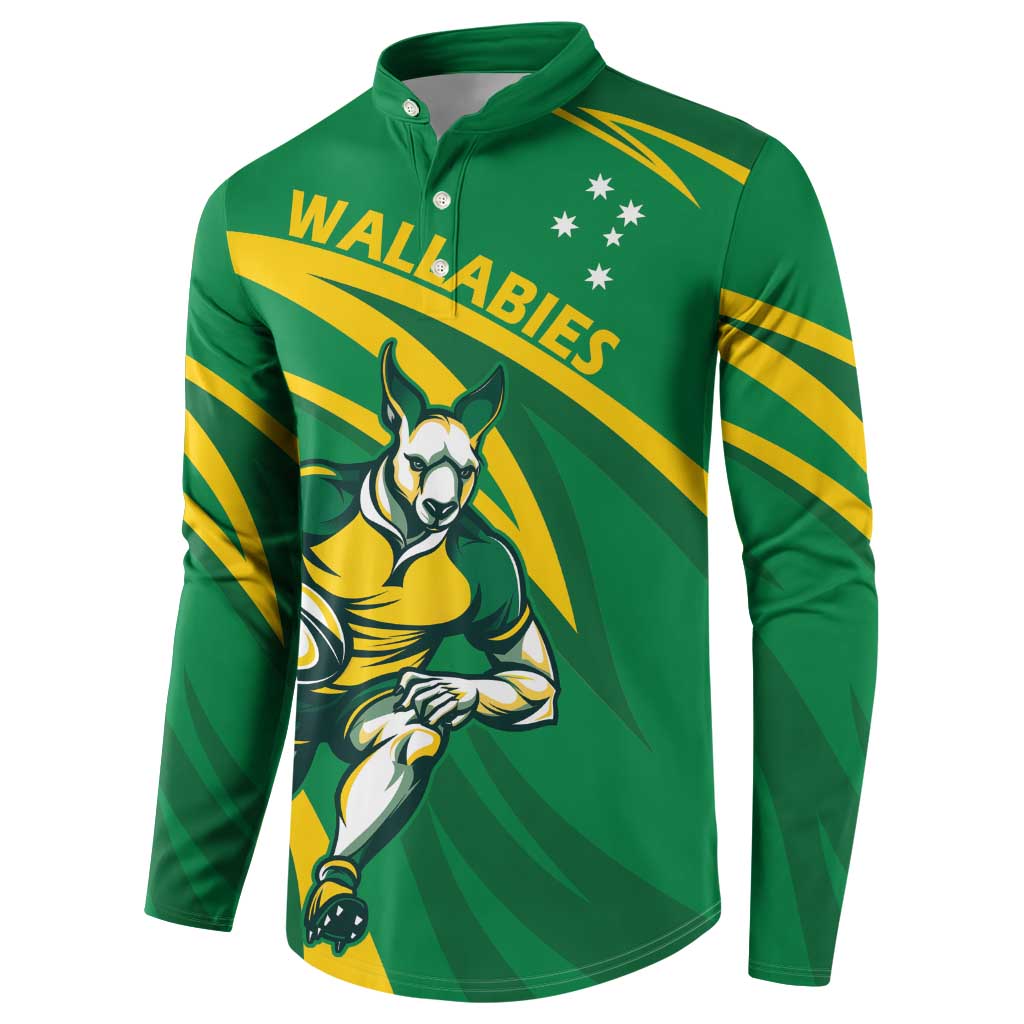 Personalized Australia Rugby Champion Button Sweatshirt Wallabies Mascot with Sporty Style