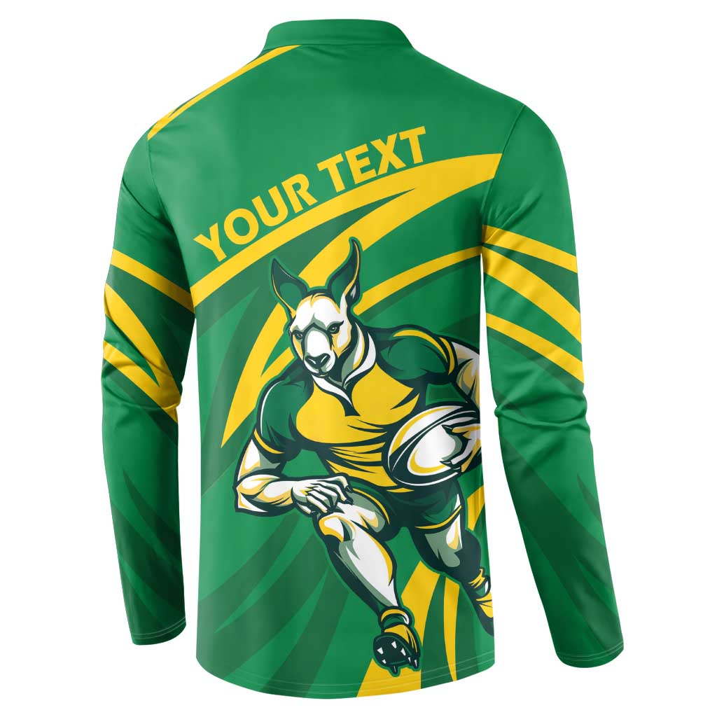 Personalized Australia Rugby Champion Button Sweatshirt Wallabies Mascot with Sporty Style