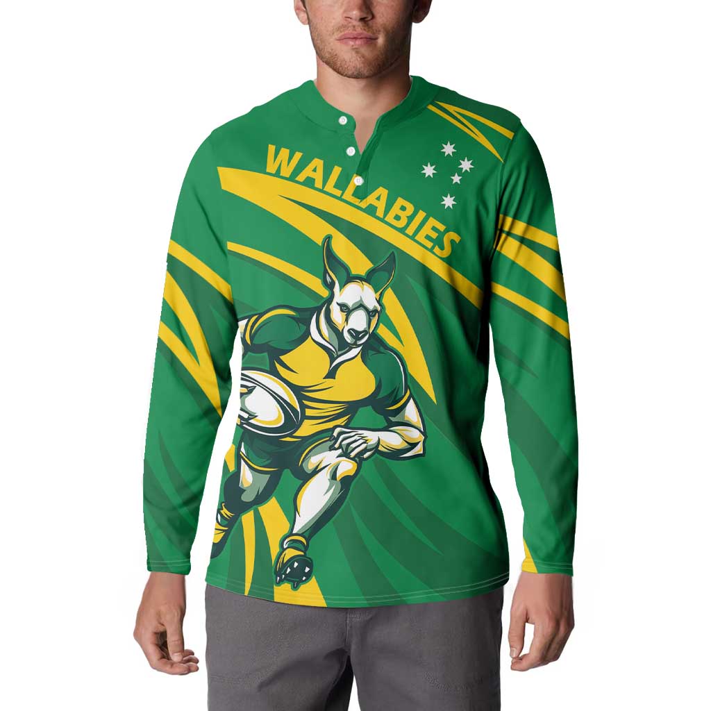 Personalized Australia Rugby Champion Button Sweatshirt Wallabies Mascot with Sporty Style