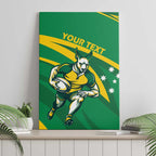 Personalized Australia Rugby Champion Canvas Wall Art Wallabies Mascot with Sporty Style