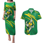 Personalized Australia Rugby Champion Couples Matching Puletasi and Hawaiian Shirt Wallabies Mascot with Sporty Style