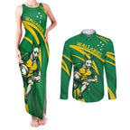 Personalized Australia Rugby Champion Couples Matching Tank Maxi Dress and Long Sleeve Button Shirt Wallabies Mascot with Sporty Style