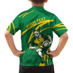 Personalized Australia Rugby Champion Family Matching Long Sleeve Bodycon Dress and Hawaiian Shirt Wallabies Mascot with Sporty Style