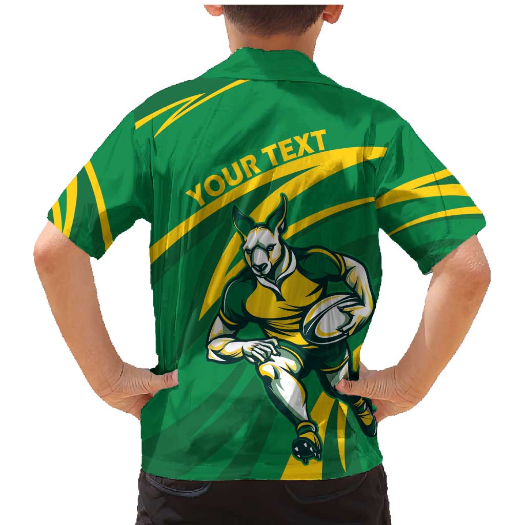 Personalized Australia Rugby Champion Family Matching Mermaid Dress and Hawaiian Shirt Wallabies Mascot with Sporty Style
