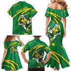 Personalized Australia Rugby Champion Family Matching Mermaid Dress and Hawaiian Shirt Wallabies Mascot with Sporty Style