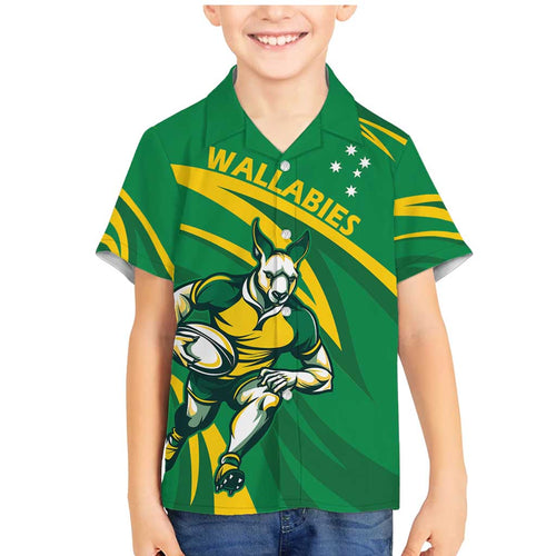 Personalized Australia Rugby Champion Family Matching Mermaid Dress and Hawaiian Shirt Wallabies Mascot with Sporty Style