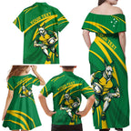 Personalized Australia Rugby Champion Family Matching Off Shoulder Maxi Dress and Hawaiian Shirt Wallabies Mascot with Sporty Style