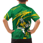 Personalized Australia Rugby Champion Family Matching Puletasi and Hawaiian Shirt Wallabies Mascot with Sporty Style