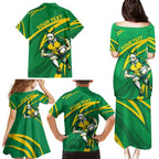 Personalized Australia Rugby Champion Family Matching Puletasi and Hawaiian Shirt Wallabies Mascot with Sporty Style