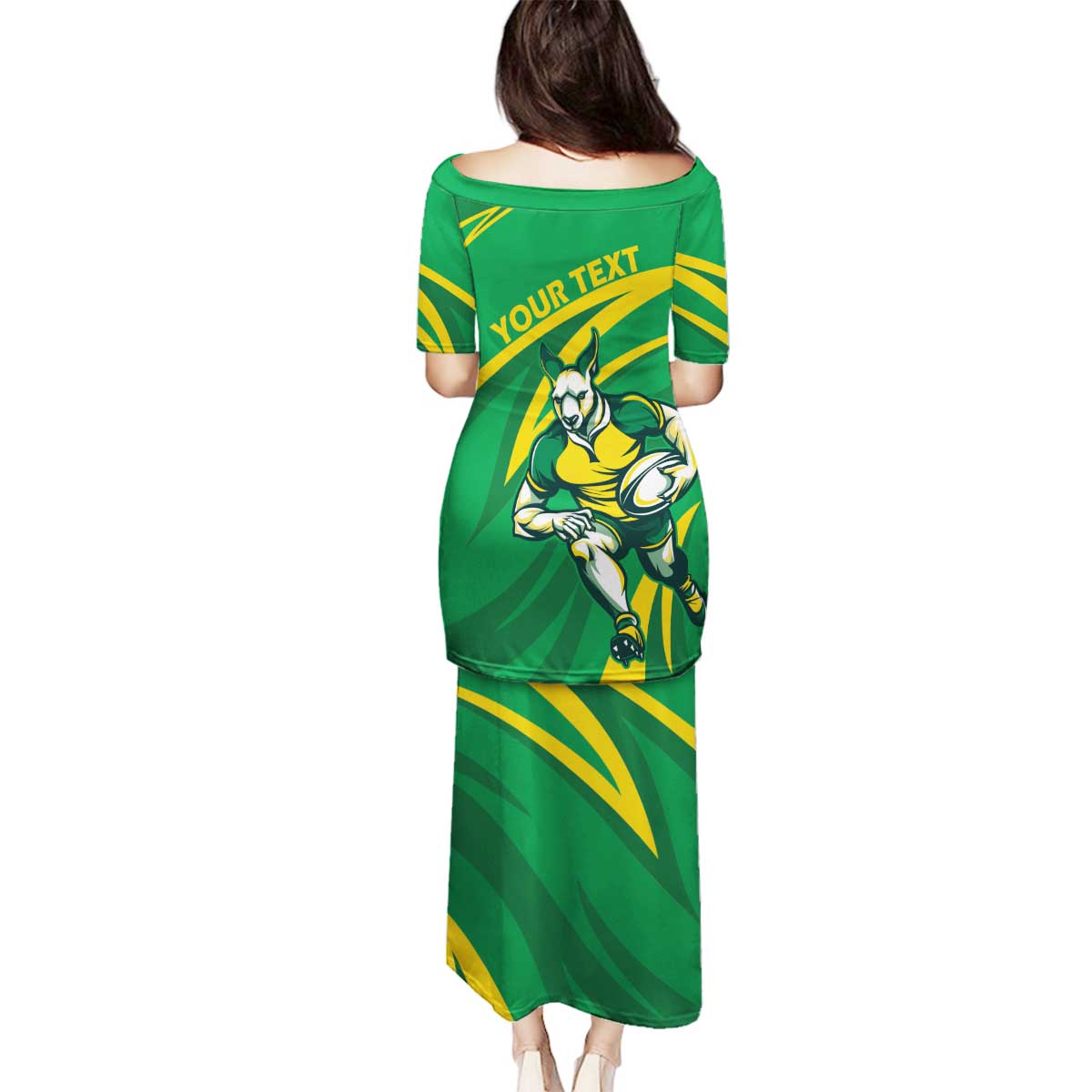 Personalized Australia Rugby Champion Family Matching Puletasi and Hawaiian Shirt Wallabies Mascot with Sporty Style