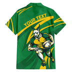 Personalized Australia Rugby Champion Family Matching Short Sleeve Bodycon Dress and Hawaiian Shirt Wallabies Mascot with Sporty Style