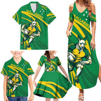 Personalized Australia Rugby Champion Family Matching Summer Maxi Dress and Hawaiian Shirt Wallabies Mascot with Sporty Style