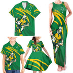 Personalized Australia Rugby Champion Family Matching Tank Maxi Dress and Hawaiian Shirt Wallabies Mascot with Sporty Style