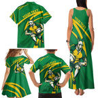 Personalized Australia Rugby Champion Family Matching Tank Maxi Dress and Hawaiian Shirt Wallabies Mascot with Sporty Style
