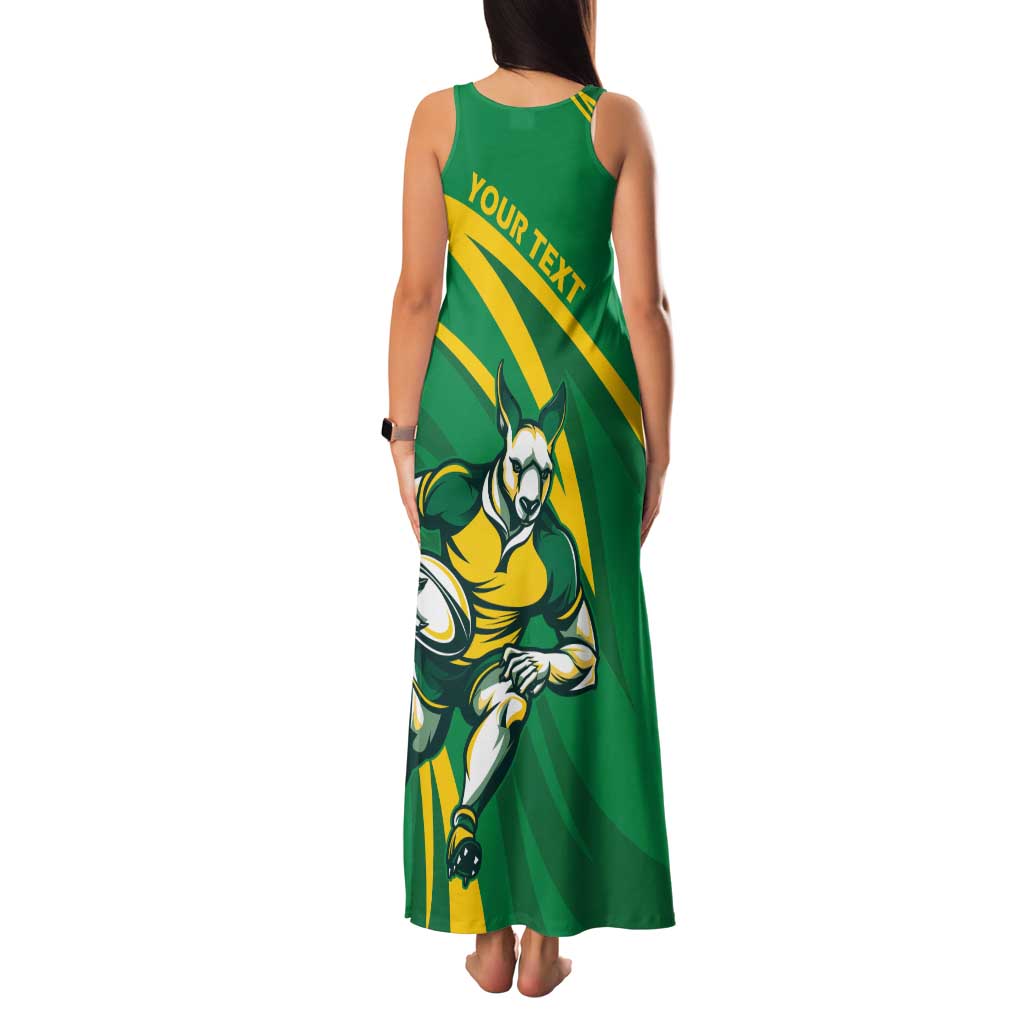 Personalized Australia Rugby Champion Family Matching Tank Maxi Dress and Hawaiian Shirt Wallabies Mascot with Sporty Style