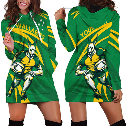 Personalized Australia Rugby Champion Hoodie Dress Wallabies Mascot with Sporty Style