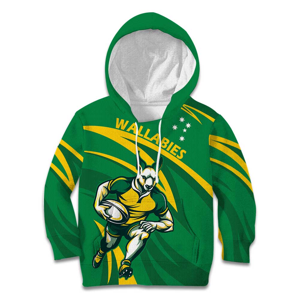 Personalized Australia Rugby Champion Kid Hoodie Wallabies Mascot with Sporty Style