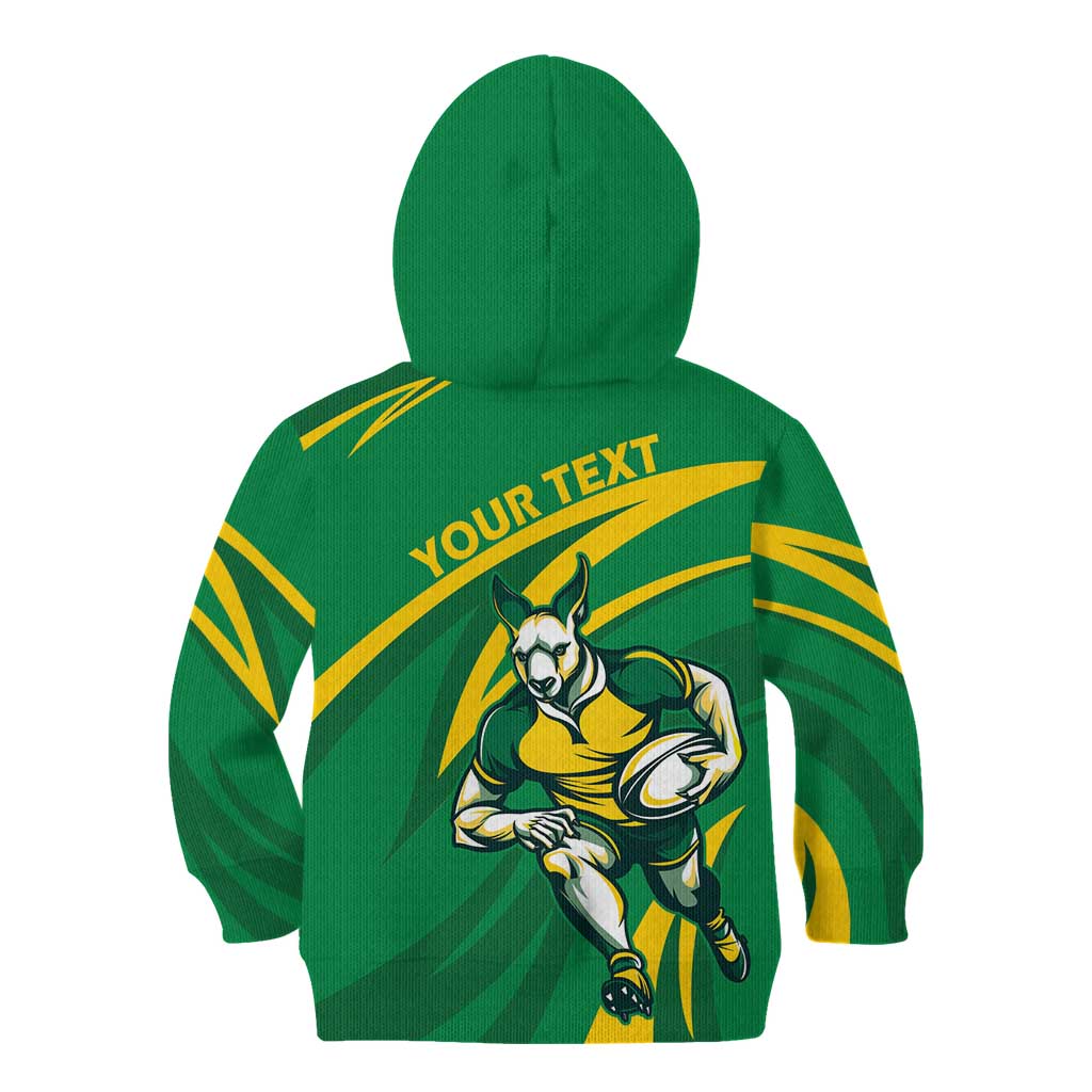 Personalized Australia Rugby Champion Kid Hoodie Wallabies Mascot with Sporty Style