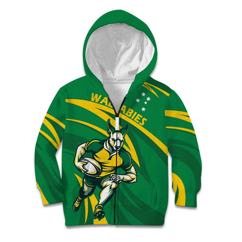 Personalized Australia Rugby Champion Kid Hoodie Wallabies Mascot with Sporty Style