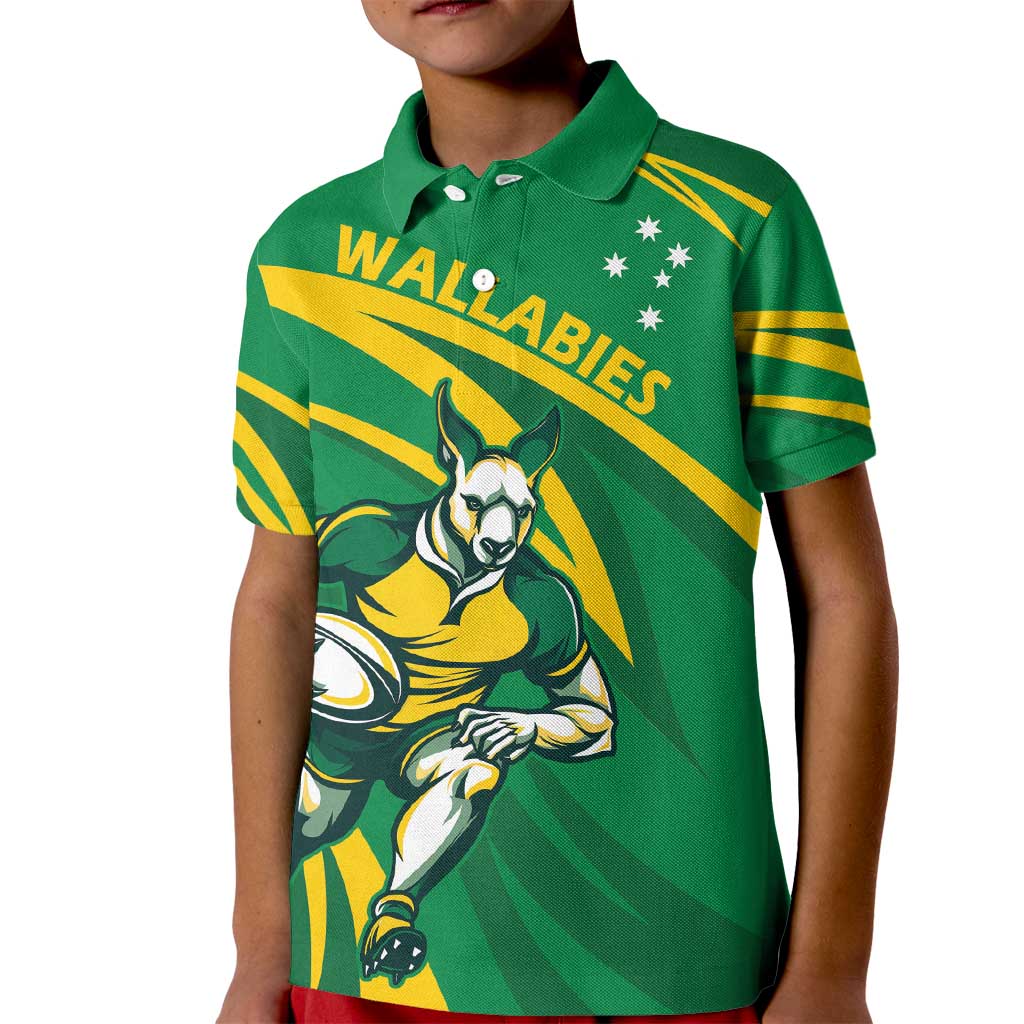 Personalized Australia Rugby Champion Kid Polo Shirt Wallabies Mascot with Sporty Style