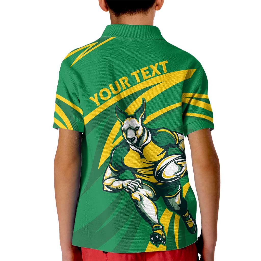Personalized Australia Rugby Champion Kid Polo Shirt Wallabies Mascot with Sporty Style