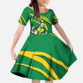 Personalized Australia Rugby Champion Kid Short Sleeve Dress Wallabies Mascot with Sporty Style