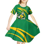 Personalized Australia Rugby Champion Kid Short Sleeve Dress Wallabies Mascot with Sporty Style