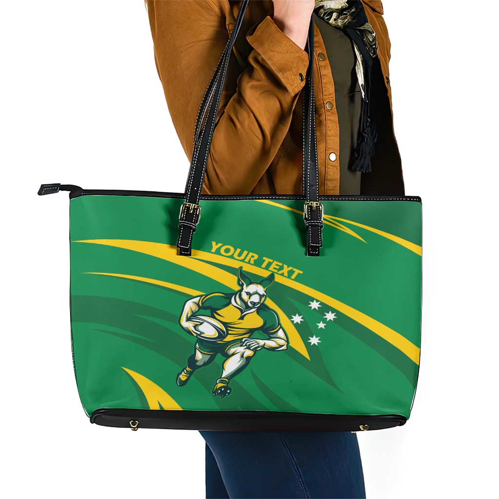 Personalized Australia Rugby Champion Leather Tote Bag Wallabies Mascot with Sporty Style
