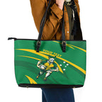Personalized Australia Rugby Champion Leather Tote Bag Wallabies Mascot with Sporty Style