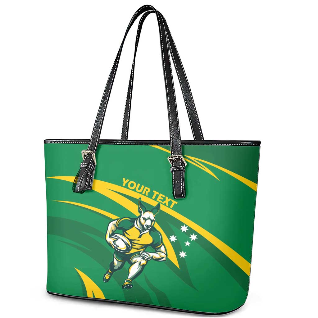 Personalized Australia Rugby Champion Leather Tote Bag Wallabies Mascot with Sporty Style