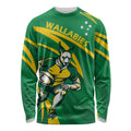 Personalized Australia Rugby Champion Long Sleeve Shirt Wallabies Mascot with Sporty Style
