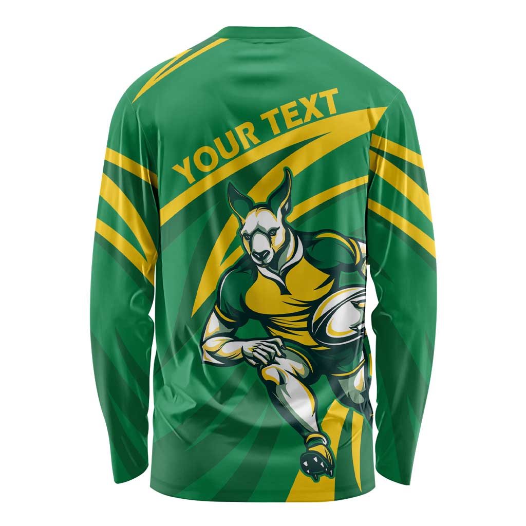 Personalized Australia Rugby Champion Long Sleeve Shirt Wallabies Mascot with Sporty Style