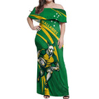 Personalized Australia Rugby Champion Off Shoulder Maxi Dress Wallabies Mascot with Sporty Style