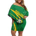 Personalized Australia Rugby Champion Off Shoulder Short Dress Wallabies Mascot with Sporty Style