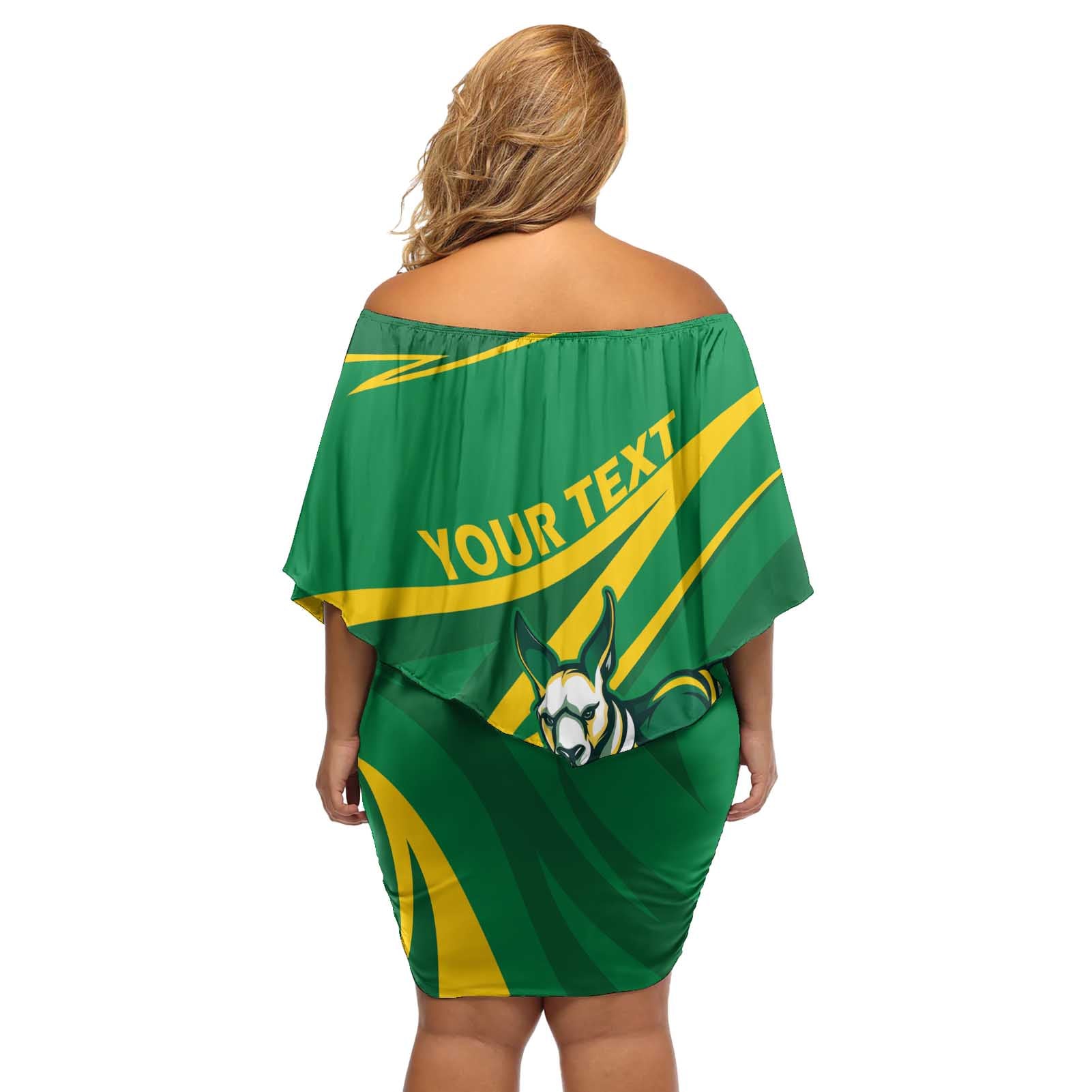 Personalized Australia Rugby Champion Off Shoulder Short Dress Wallabies Mascot with Sporty Style
