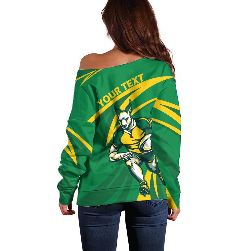 Personalized Australia Rugby Champion Off Shoulder Sweater Wallabies Mascot with Sporty Style