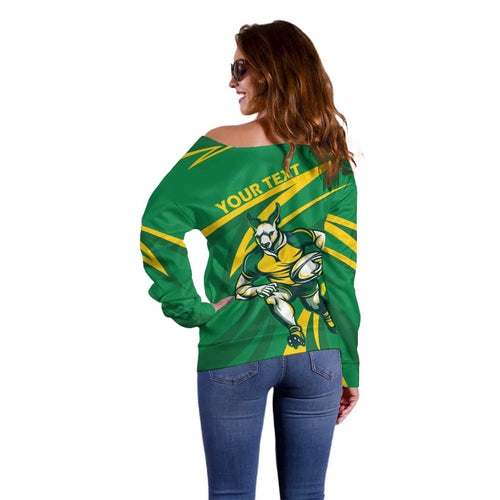 Personalized Australia Rugby Champion Off Shoulder Sweater Wallabies Mascot with Sporty Style