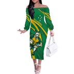 Personalized Australia Rugby Champion Off The Shoulder Long Sleeve Dress Wallabies Mascot with Sporty Style