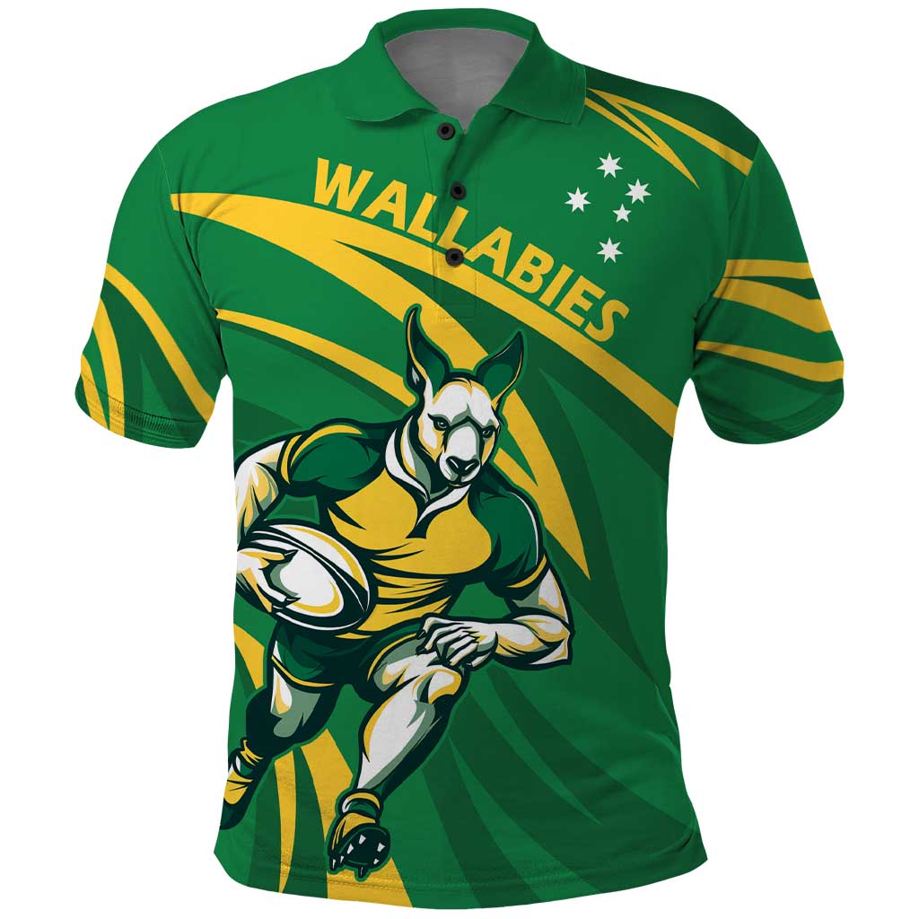 Personalized Australia Rugby Champion Polo Shirt Wallabies Mascot with Sporty Style