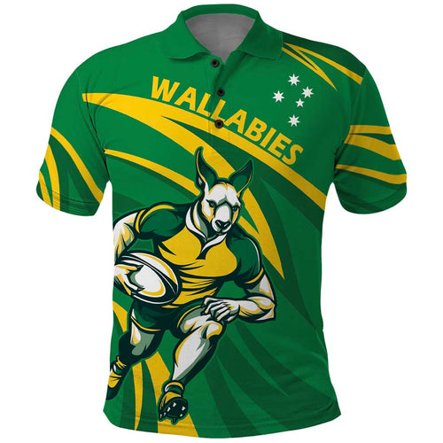 Personalized Australia Rugby Champion Polo Shirt Wallabies Mascot with Sporty Style