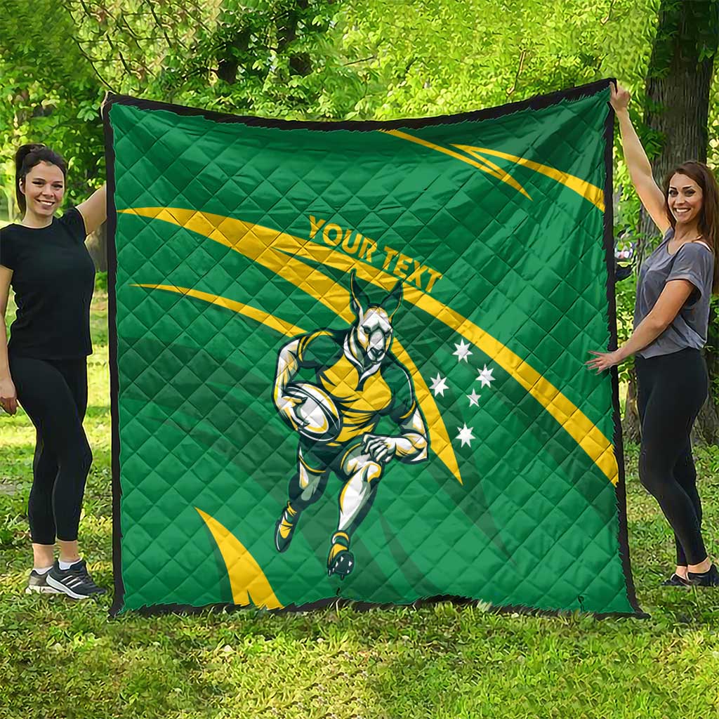Personalized Australia Rugby Champion Quilt Wallabies Mascot with Sporty Style
